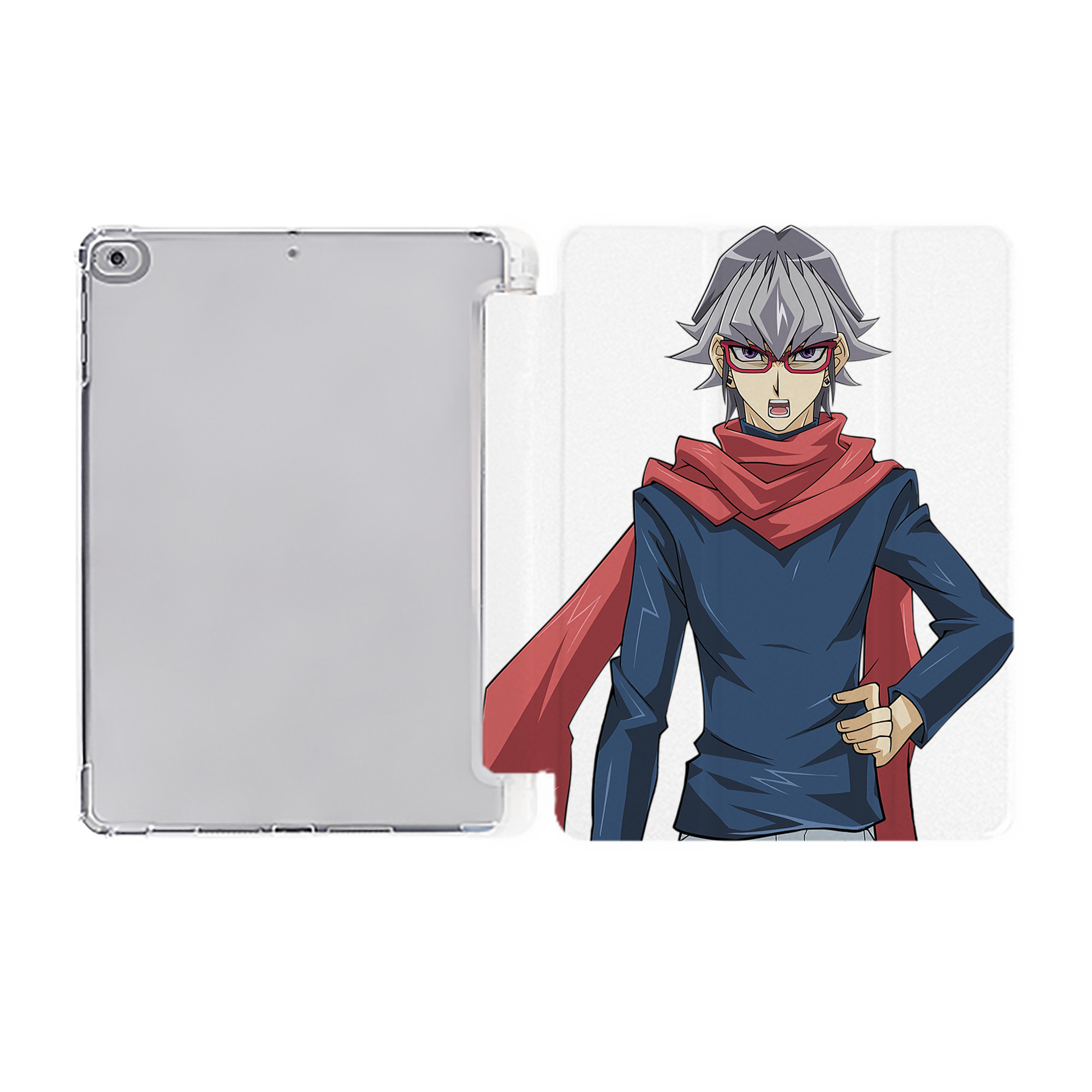 （画像用） 遊☆戯☆王 Yu-Gi-Oh! IPad ケース ペン収納付き 三つ折りスタンド PUレザー×シリコン 対応機種9.5/10.5/10.9インチ
